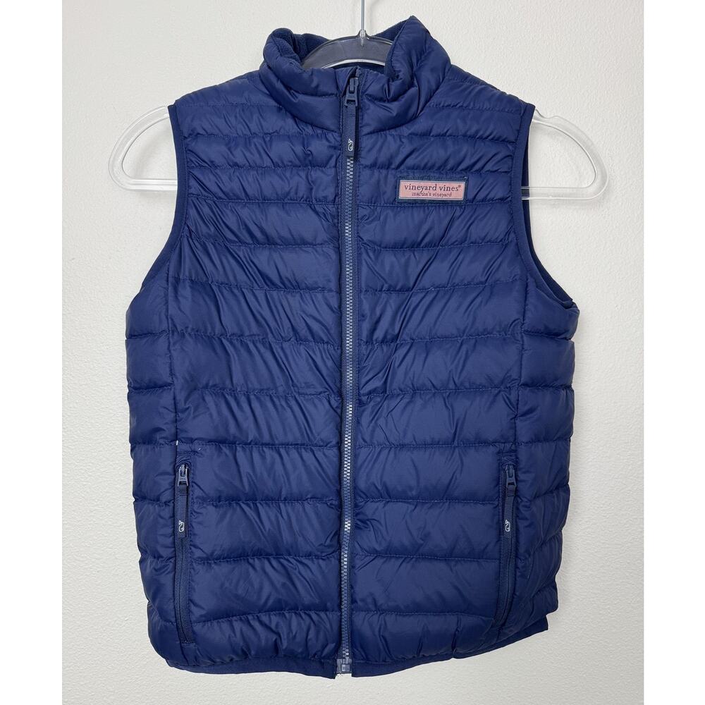 Vineyard Vines Down Puffer Vest Kids Medium 12-14 Blue Performance Quilted